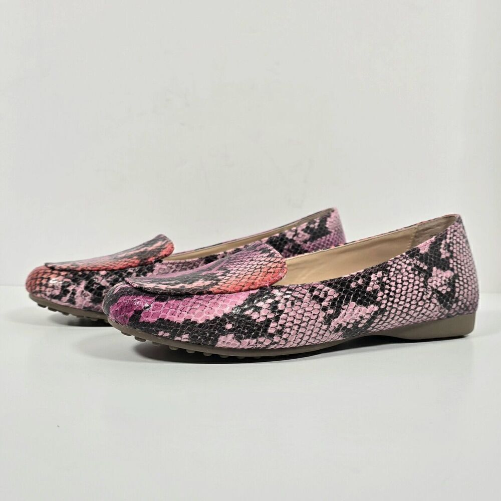 Pink and Black Snake Print Women's Loafers